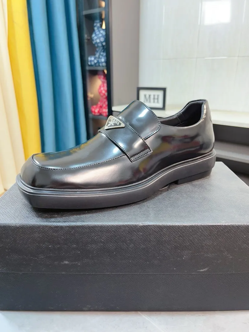 Men's shoes 💰540🌹🌹【PRADA Leather Shoes】Top purchasing agency Original imported Italian custom-made open-edge beaded cowhide leather surface, fully imported water-dyed breathable cowhide lining, original factory special molded sole super comfortable, size: 38-44